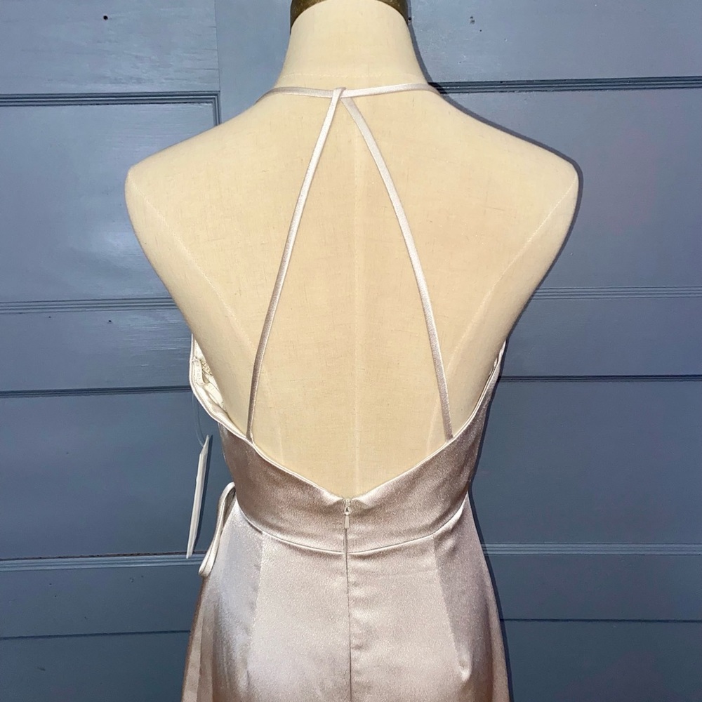 Jenny Yoo Lana Crepe Full Length Maxi Dress Gown Wrap Tie Formal Prom Wedding - Picture 5 of 6